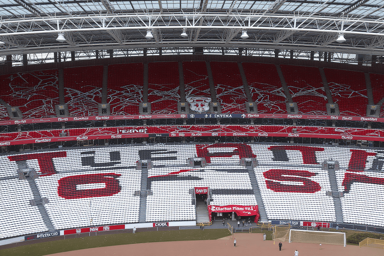 Habillage visuel de tribune avec impressions de grande taille